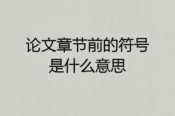 论文章节前的符号是什么意思