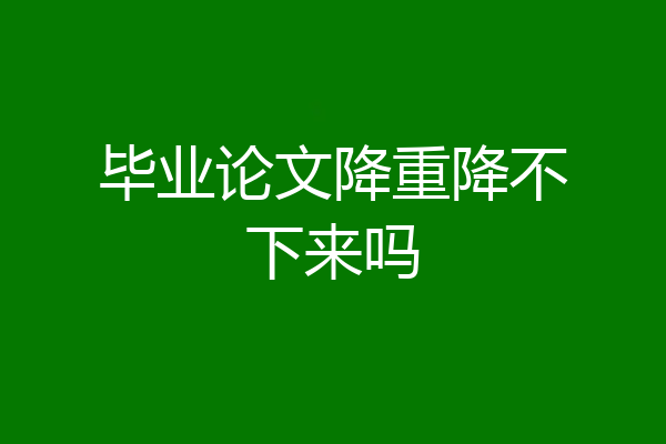毕业论文降重降不下来吗
