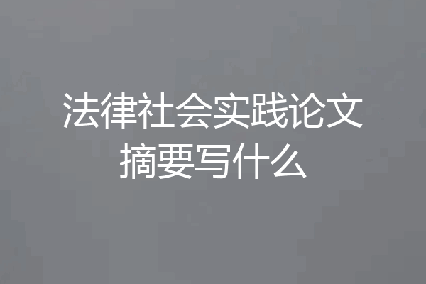 法律社会实践论文摘要写什么