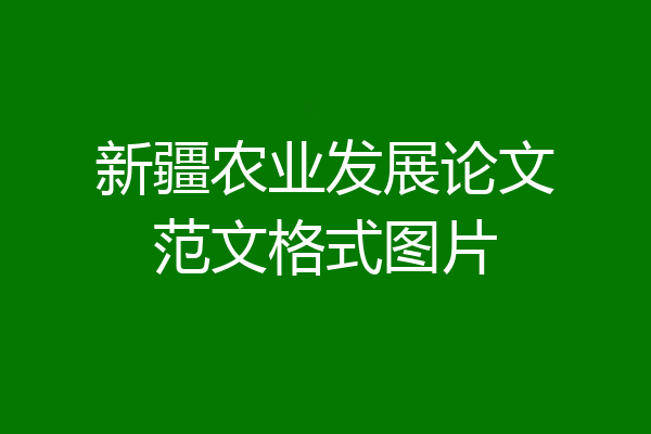 新疆农业发展论文范文格式图片