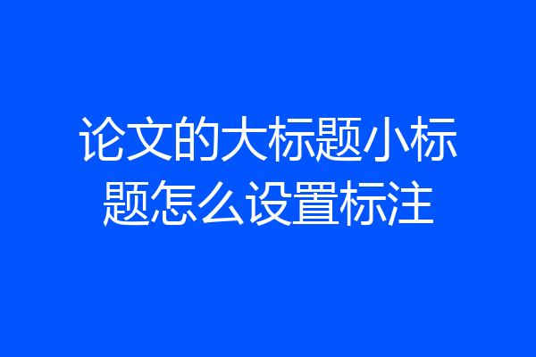 论文的大标题小标题怎么设置标注