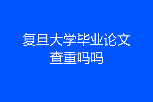 复旦大学毕业论文查重吗吗