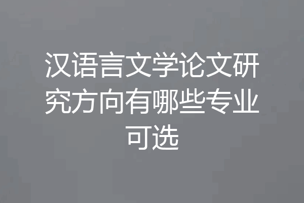 汉语言文学论文研究方向有哪些专业可选