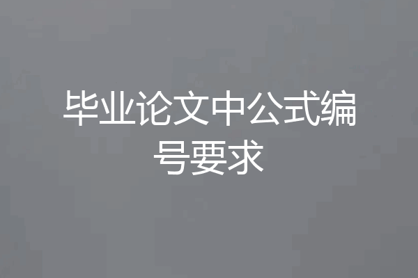 毕业论文中公式编号要求