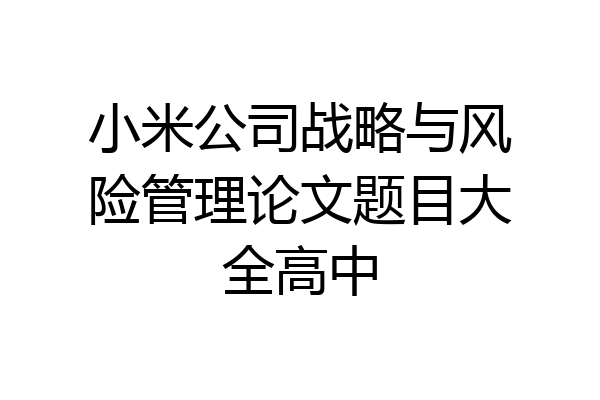 小米公司战略与风险管理论文题目大全高中