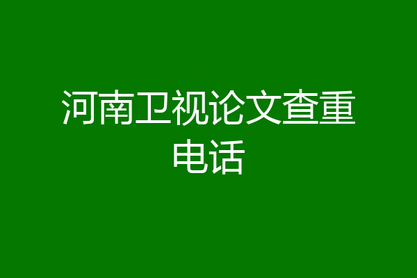 河南卫视论文查重电话