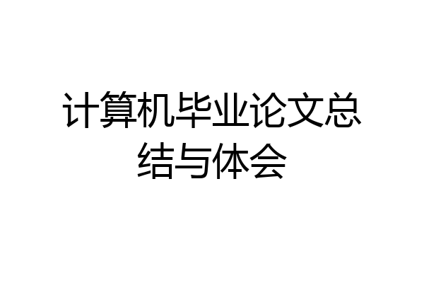 计算机毕业论文总结与体会