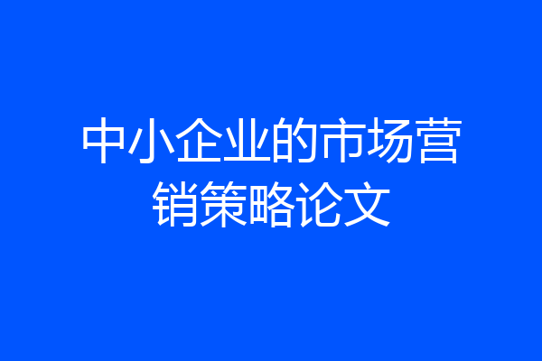 中小企业的市场营销策略论文