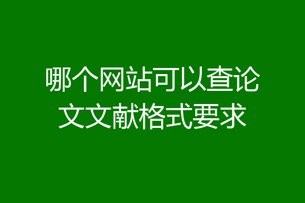 哪个网站可以查论文文献格式要求