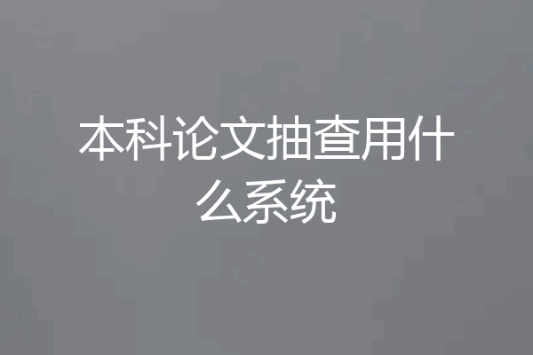 本科论文抽查用什么系统