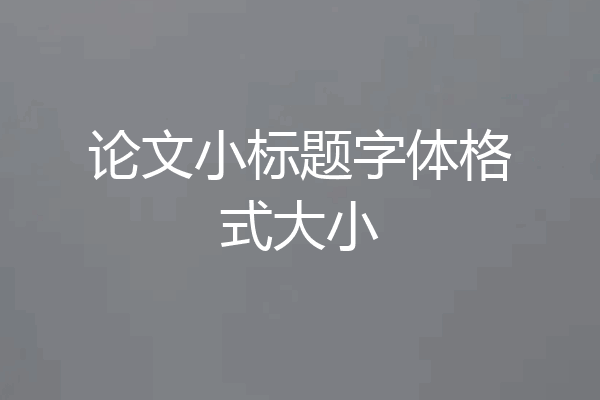 论文小标题字体格式大小