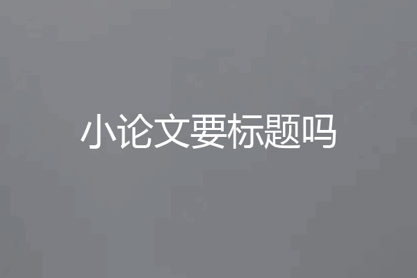 小论文要标题吗