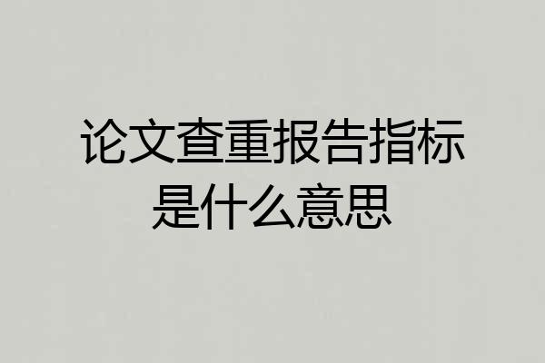 论文查重报告指标是什么意思