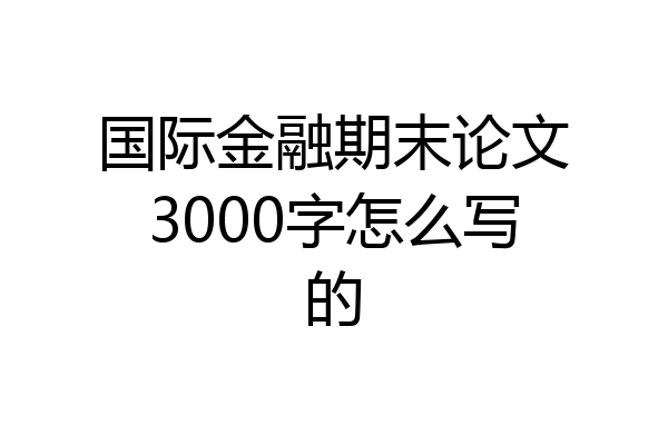 国际金融期末论文3000字怎么写的