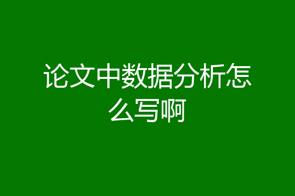 论文中数据分析怎么写啊