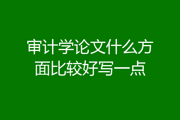 审计学论文什么方面比较好写一点