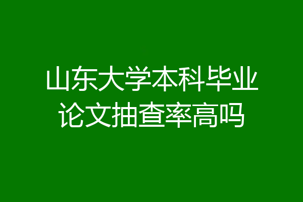 山东大学本科毕业论文抽查率高吗
