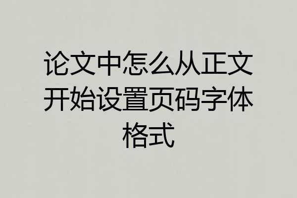 论文中怎么从正文开始设置页码字体格式