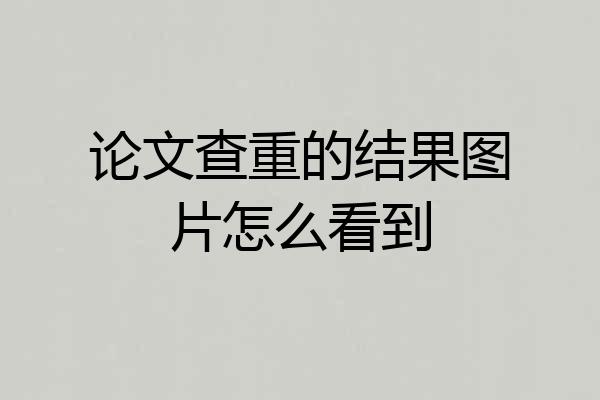 论文查重的结果图片怎么看到