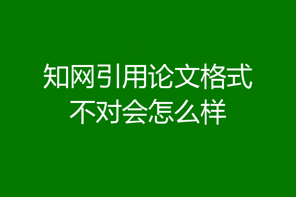 知网引用论文格式不对会怎么样