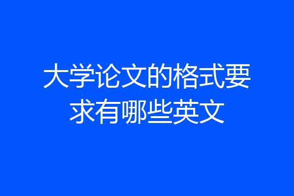 大学论文的格式要求有哪些英文