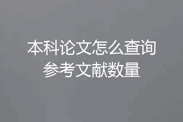 本科论文怎么查询参考文献数量