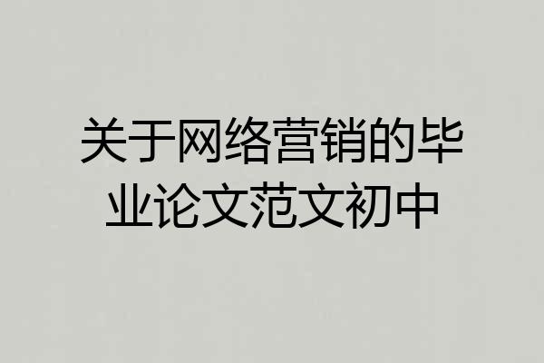 关于网络营销的毕业论文范文初中