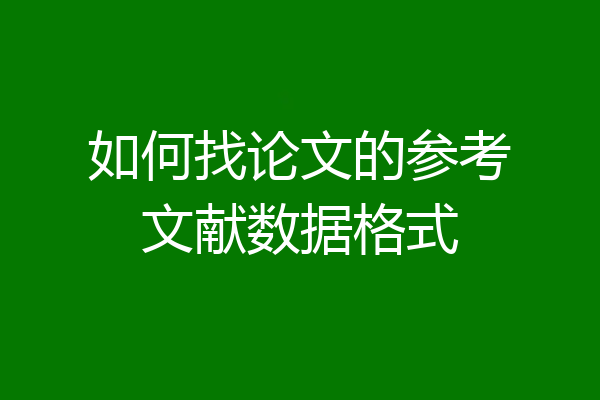 如何找论文的参考文献数据格式