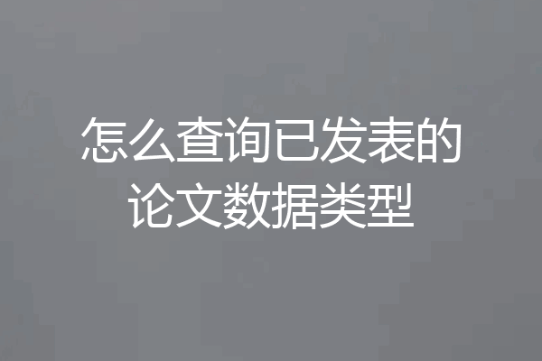 怎么查询已发表的论文数据类型