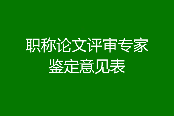 职称论文评审专家鉴定意见表
