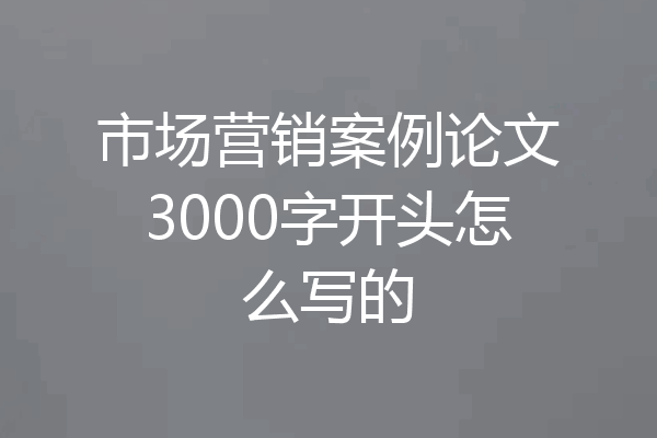 市场营销案例论文3000字开头怎么写的