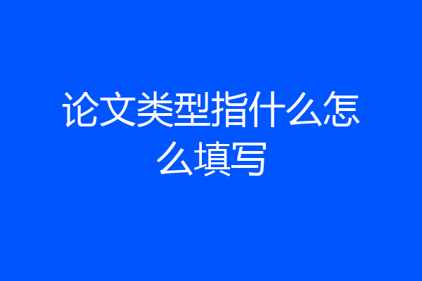 论文类型指什么怎么填写