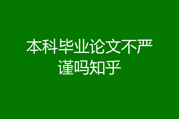 本科毕业论文不严谨吗知乎