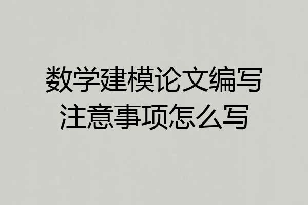 数学建模论文编写注意事项怎么写