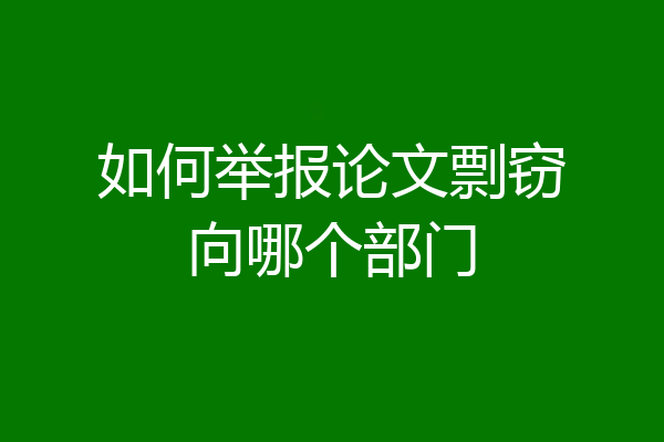 如何举报论文剽窃向哪个部门