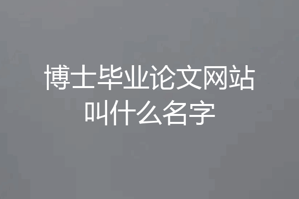 博士毕业论文网站叫什么名字