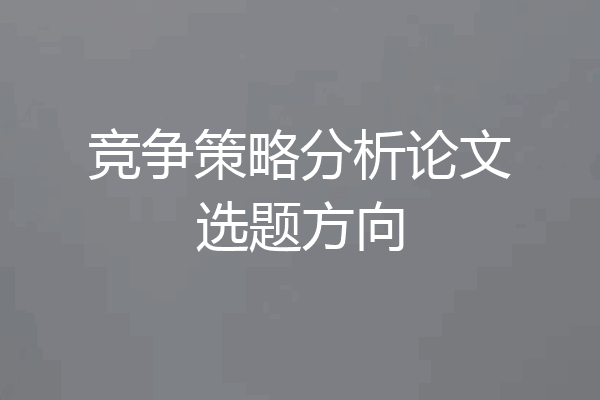 竞争策略分析论文选题方向