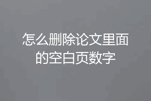怎么删除论文里面的空白页数字