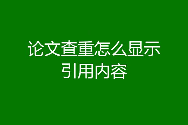 论文查重怎么显示引用内容