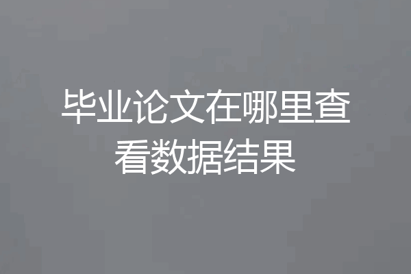 毕业论文在哪里查看数据结果