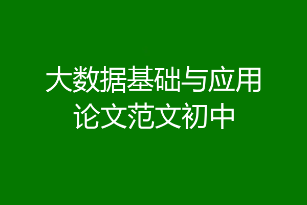 大数据基础与应用论文范文初中