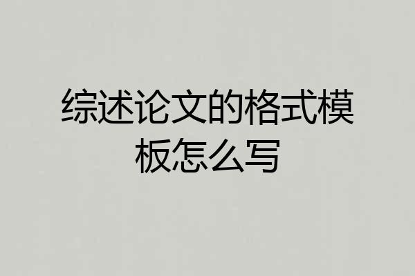 综述论文的格式模板怎么写