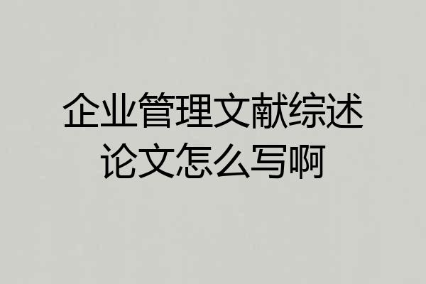 企业管理文献综述论文怎么写啊