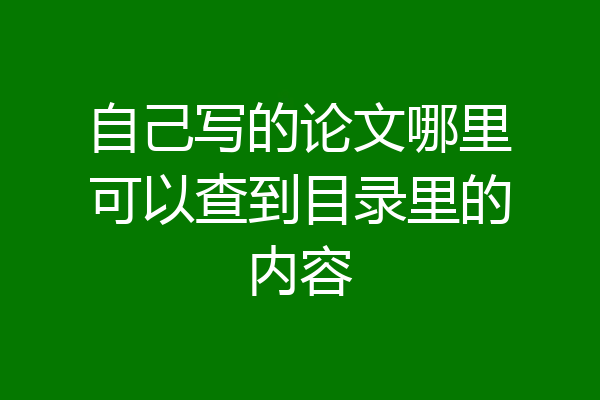 自己写的论文哪里可以查到目录里的内容