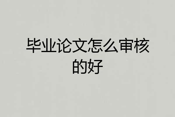 毕业论文怎么审核的好