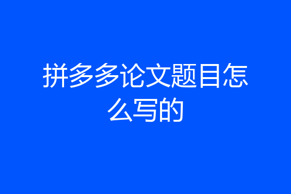 拼多多论文题目怎么写的