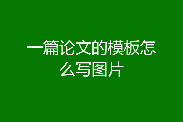 一篇论文的模板怎么写图片