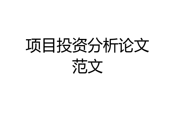 项目投资分析论文范文