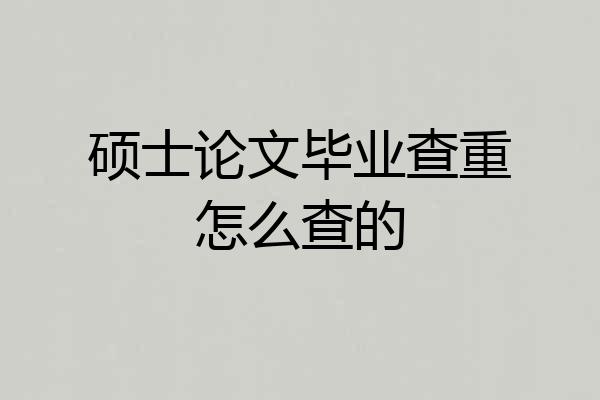 硕士论文毕业查重怎么查的