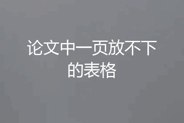 论文中一页放不下的表格